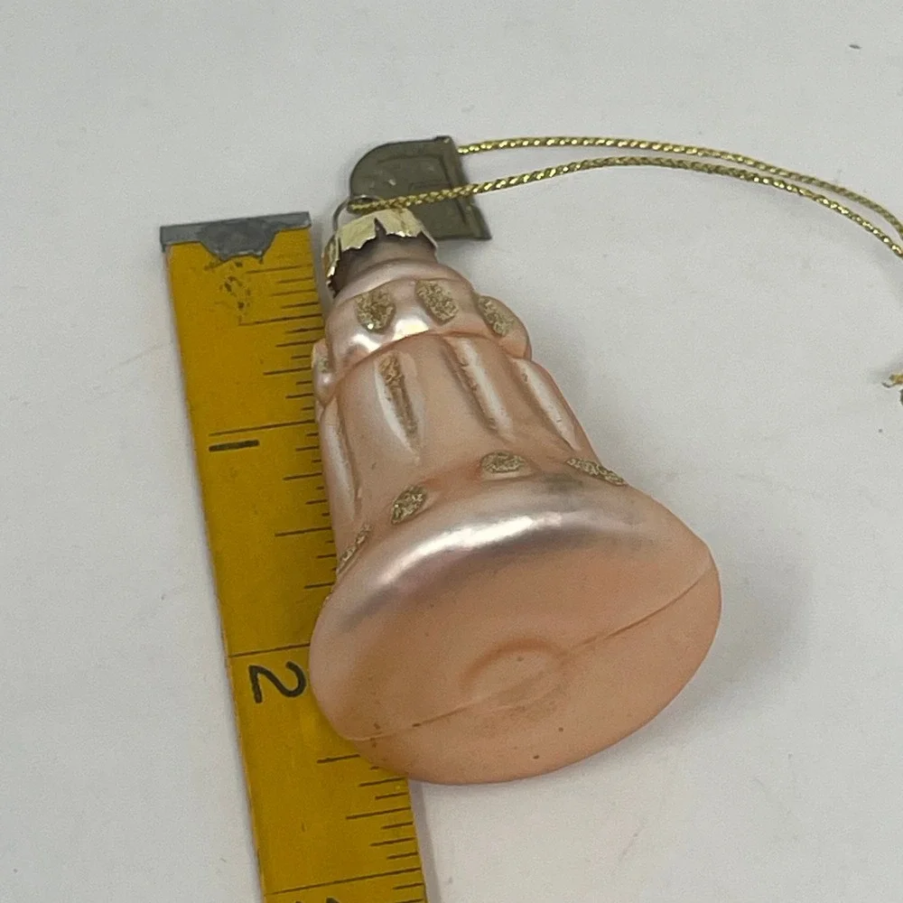 Thomas Pacconi Classics Pink Mercury Glass Bell Christmas Ornament Gold Glitter